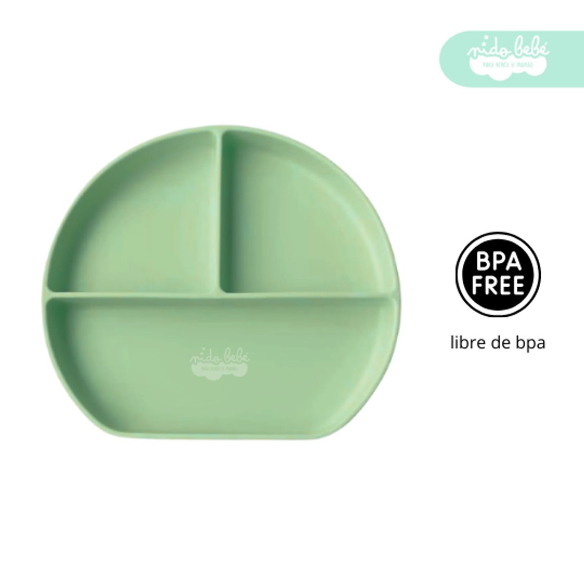 GENERICO - Set de alimentación plato de silicona verde