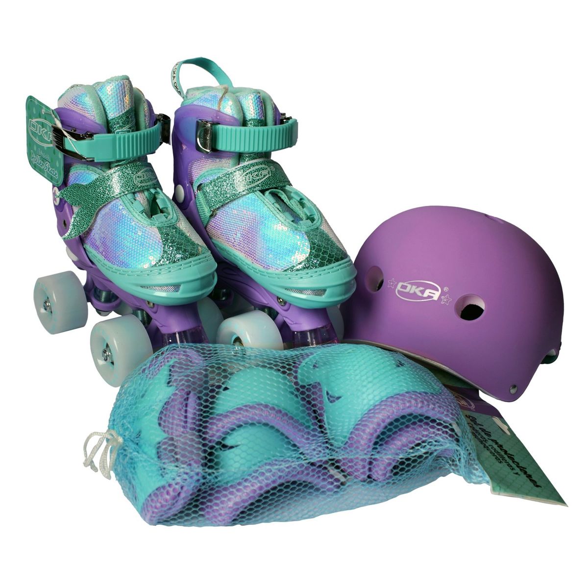 OKA - Patines Oka 4 Ruedas Regulable, luces LED Sirena Small (30-33)