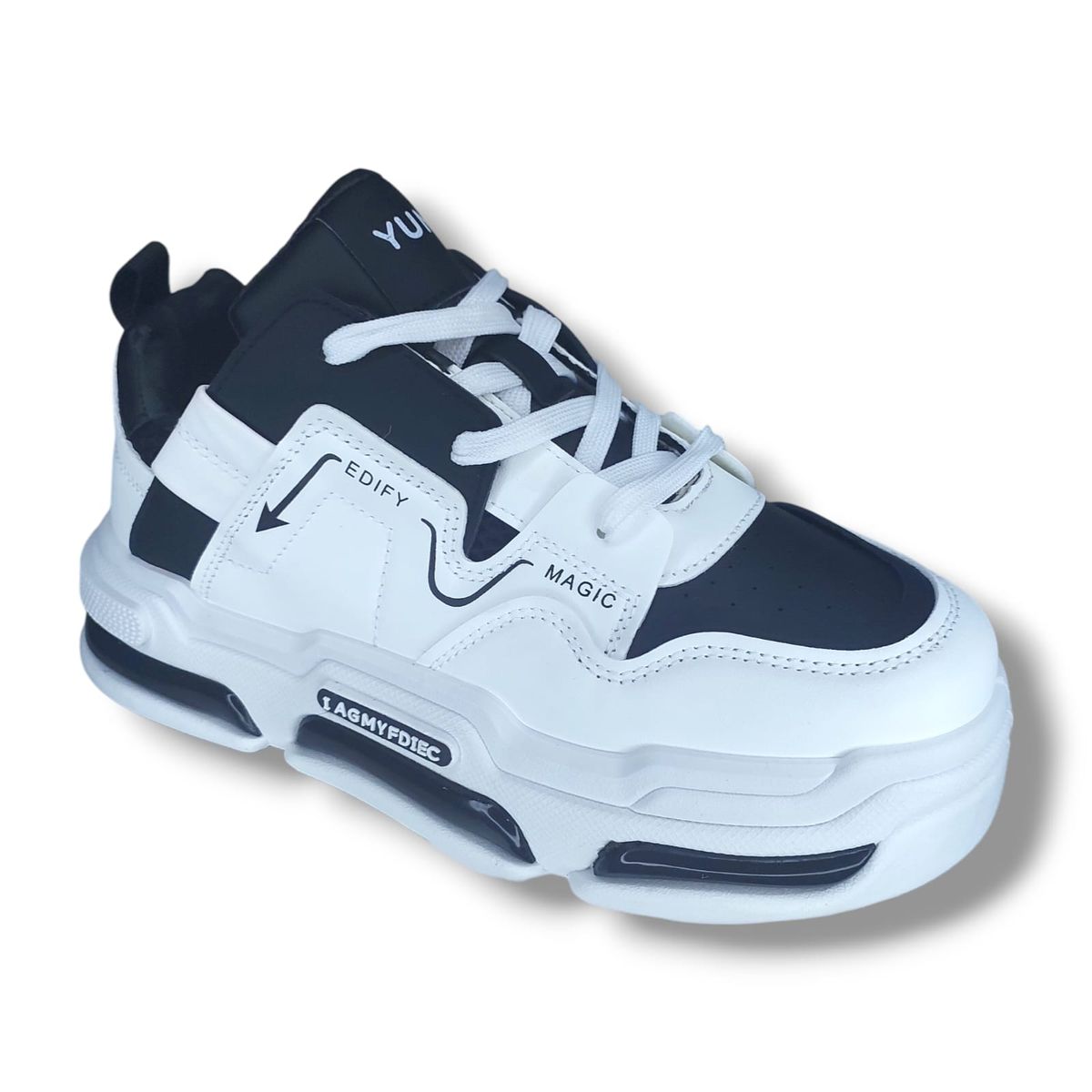 GENERICO - ZAPATILLA PARA HOMBRE YUMI MAGIC BLANCO NEGRO - N102