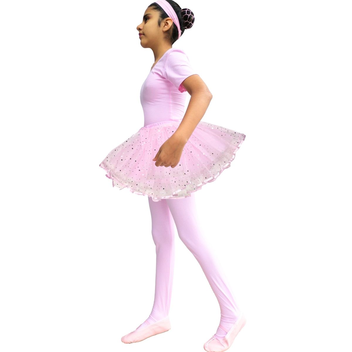 NACIONAL - Ballet Conjunto Manga Corta Tutú Dos Capas - Rosa