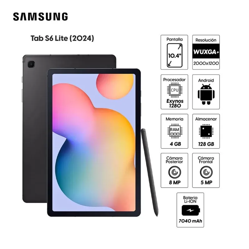 SAMSUNG - Tablet Samsung Galaxy Tab S6 Lite 2024 4GB RAM / 128GB SSD 10.4" SM-P613-Oxford Gray