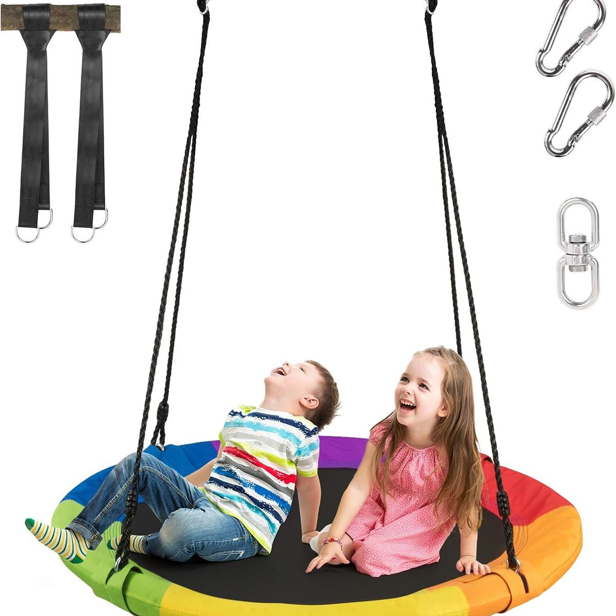 U BUY - Columpio infantil redondo alegre con longitud regulable