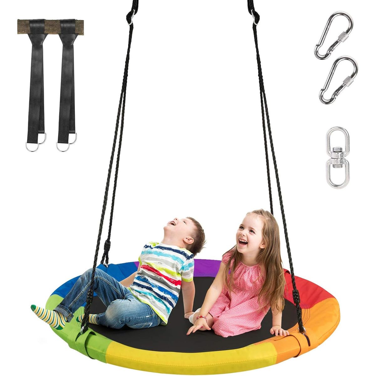 U BUY - Columpio infantil redondo alegre con longitud regulable