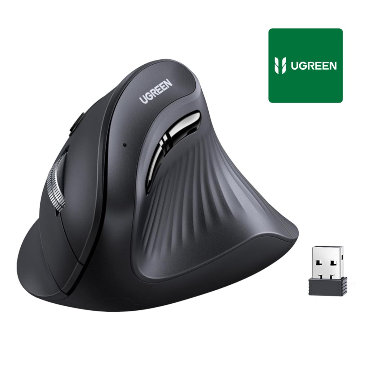 UGREEN - Mouse Vertical Inalambrico 4000dpi 5 Botones Ergonomico