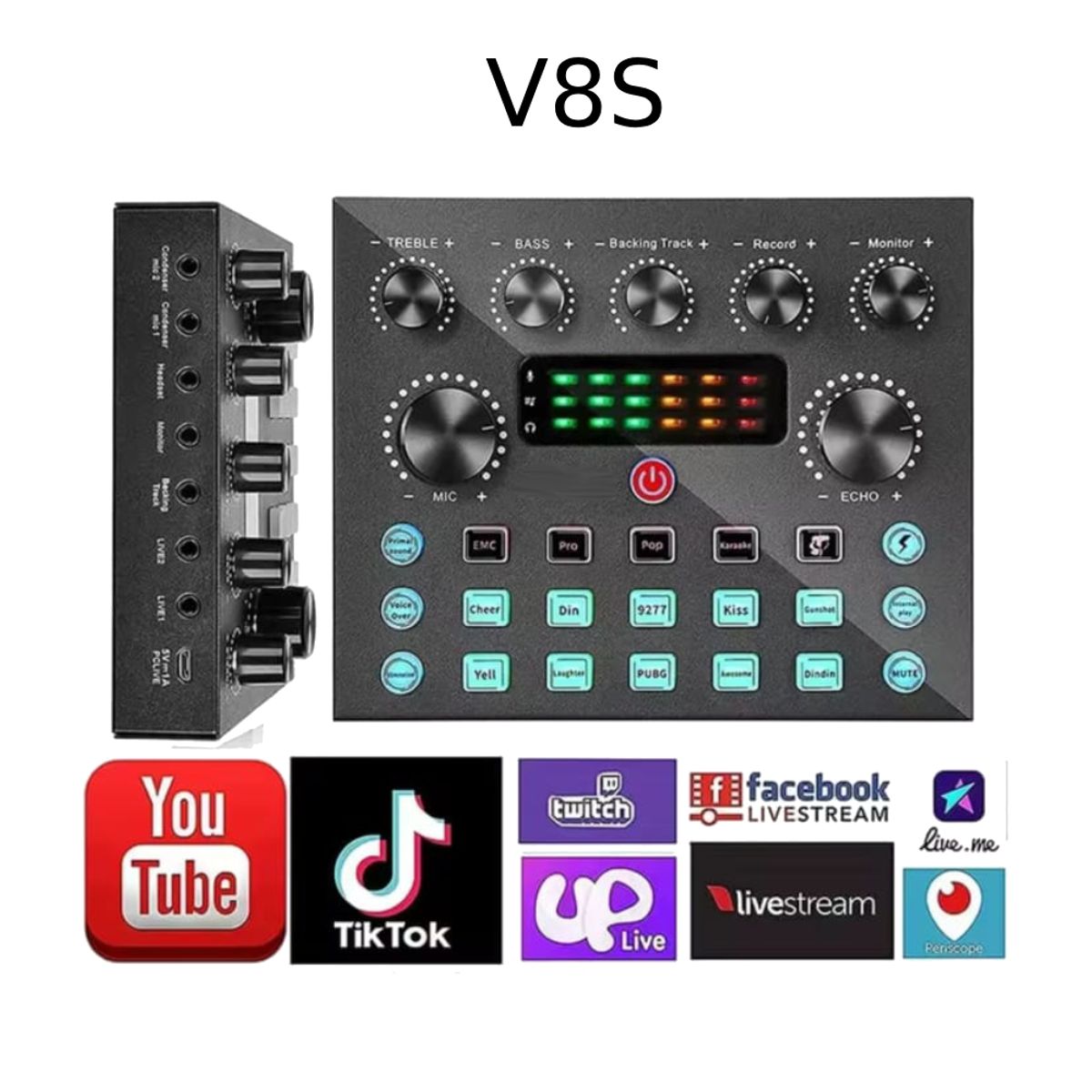 GENERICO - Tarjeta de Sonido V8S Recargable para Microfono Pc Celular