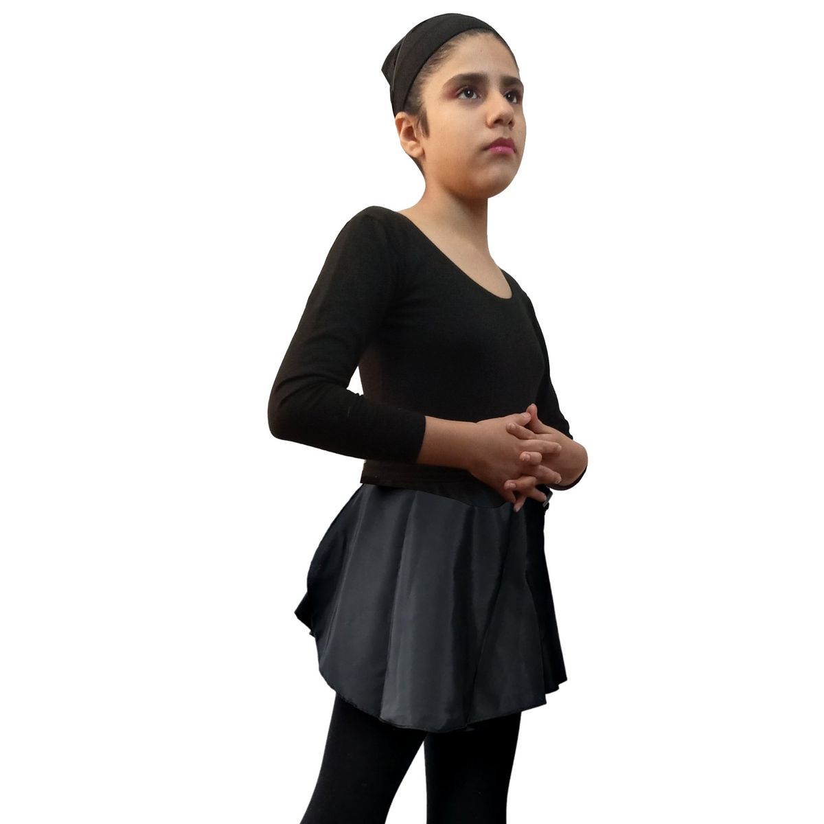 NACIONAL - Ballet Conjunto Manga Larga Falda Envolvente - Negro
