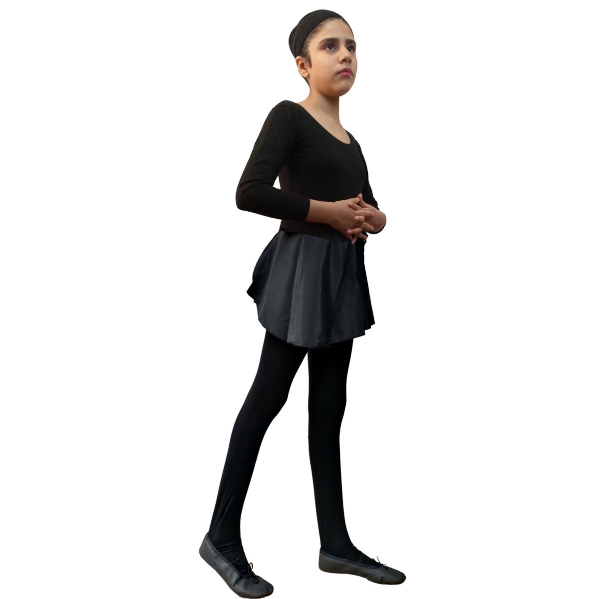 NACIONAL - Ballet Conjunto Manga Larga Falda Envolvente - Negro