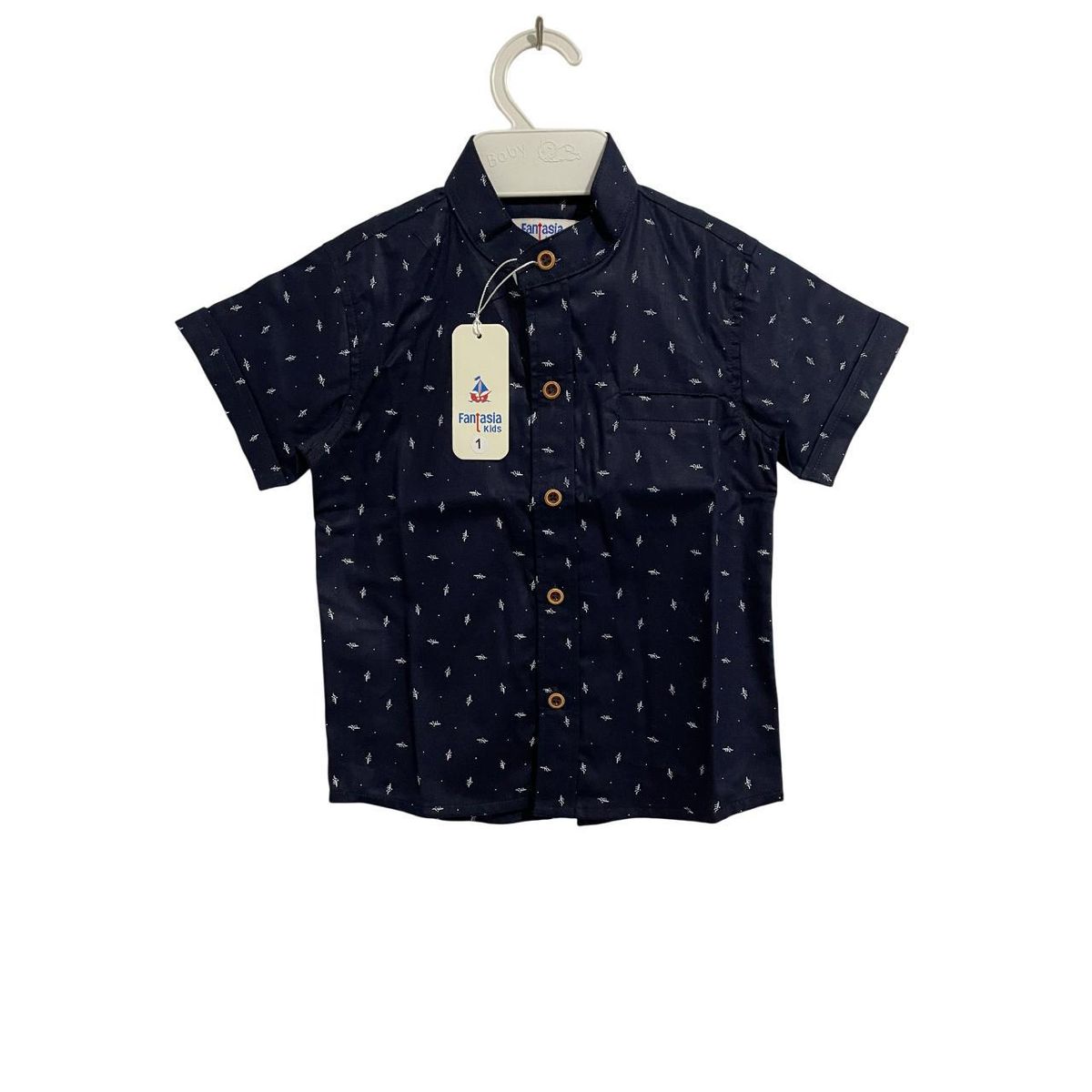 GENERICO - Camisa Niño Manga Corta Azul + 100% Algodón