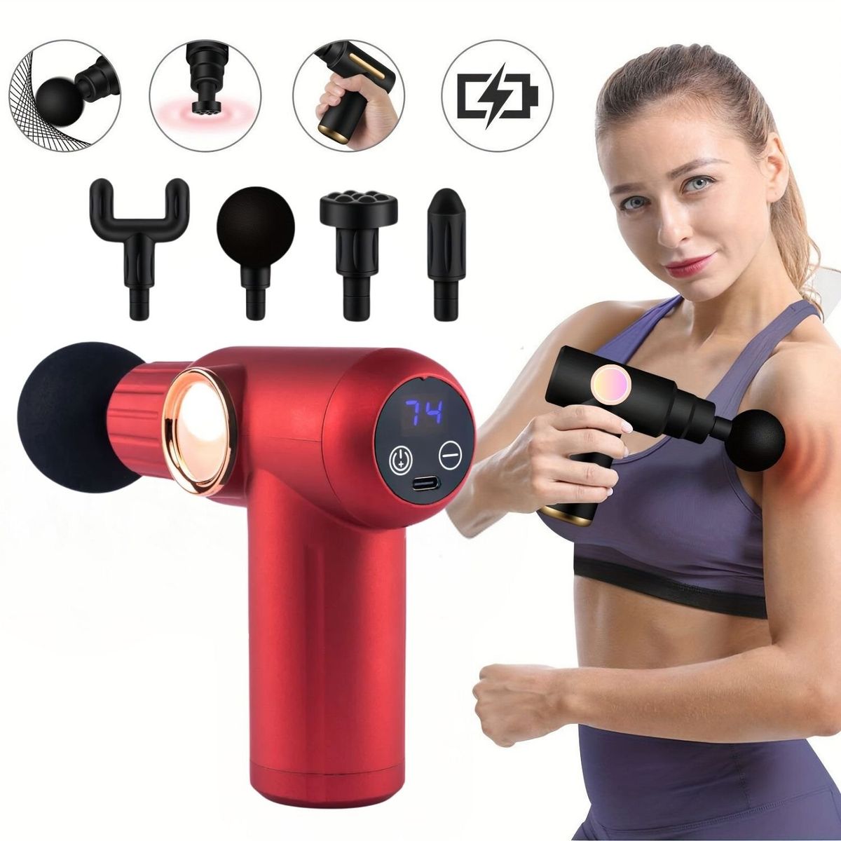 VICTORIA - Pistola de Masaje Muscular Táctil de 32 Velocidades Profesional