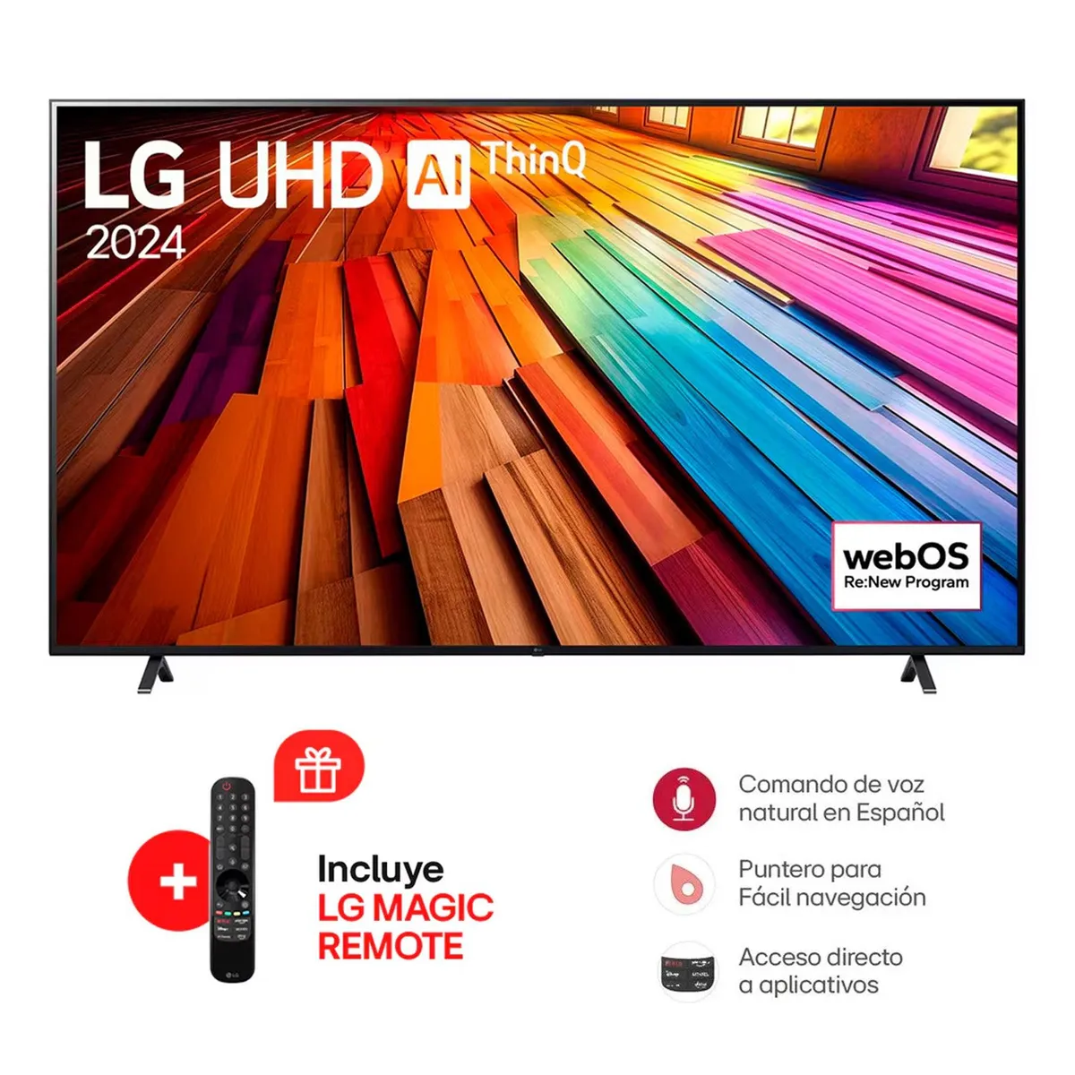 LG - Televisor LG 55” LED 4K UHD SMART TV CON THINQ AI 55UT8050PSB 2024