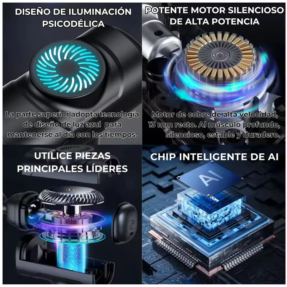 VICTORIA - Masajeador Muscular Profesional de Tejido Profundo - 8 Accesorios, 55 Watts