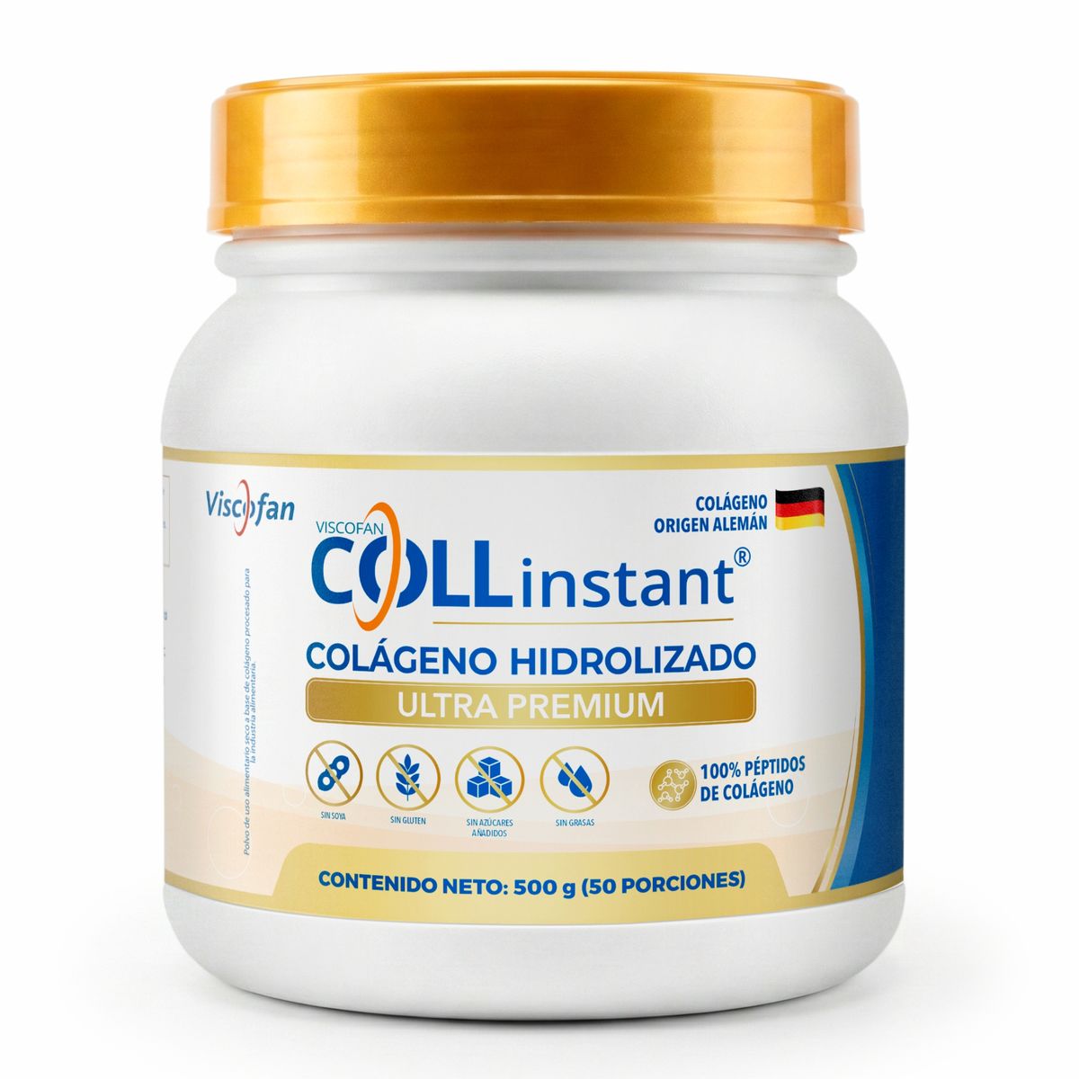 VISCOFAN COLLINSTANT - Colágeno Hidrolizado Alemán Ultra Premium 500g con Péptidos Bioactivos COLLinstant Viscofan 100% Puro