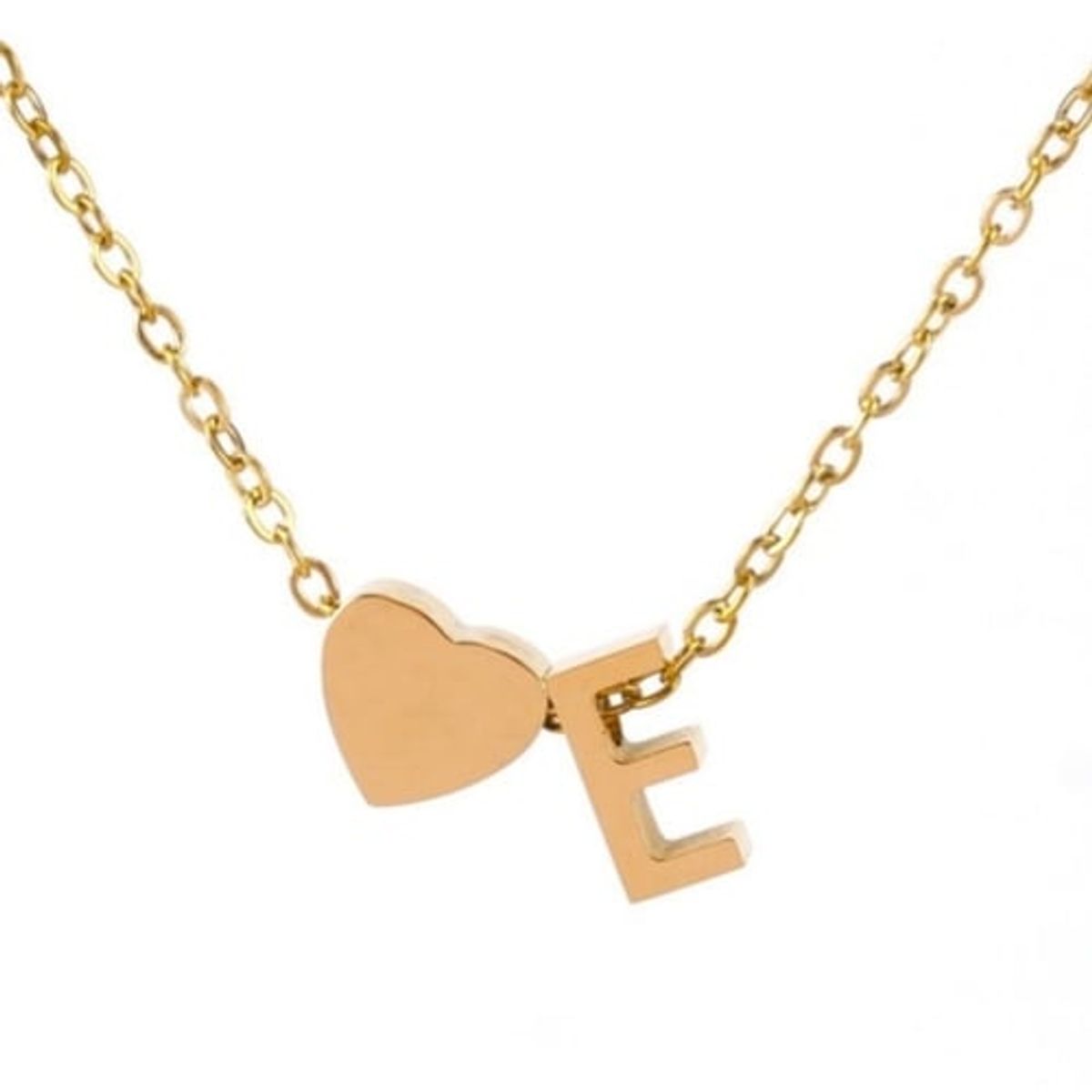 GENERICO - Collar Inicial con corazón letra E