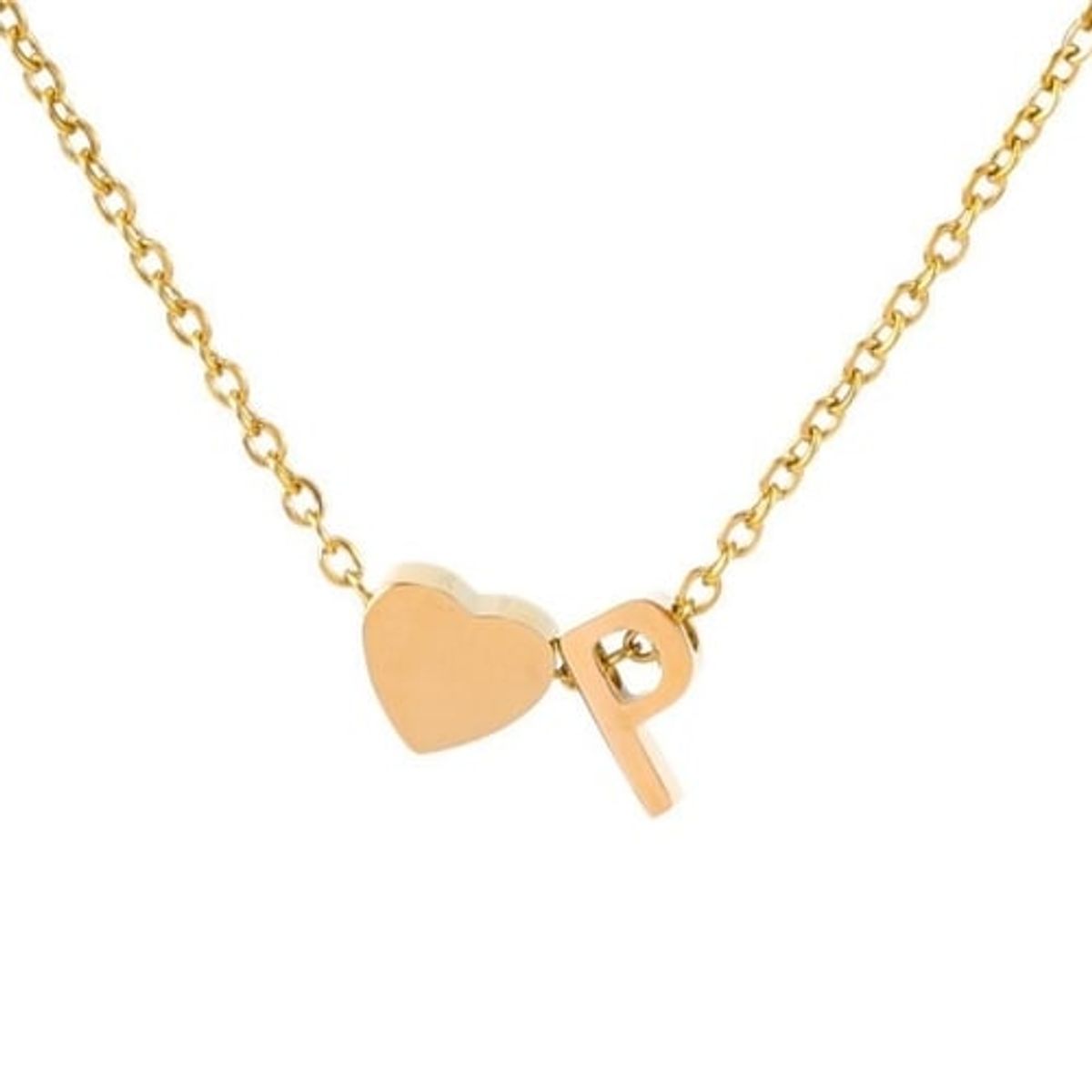 GENERICO - Collar Inicial con corazón letra P