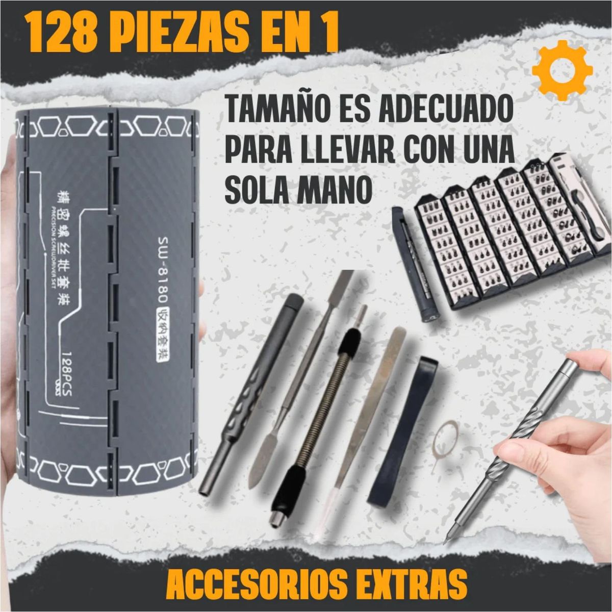 OEM - Kit Destornilladores 128 en 1 Profesional para Celulares, Computadoras y Dispositivos