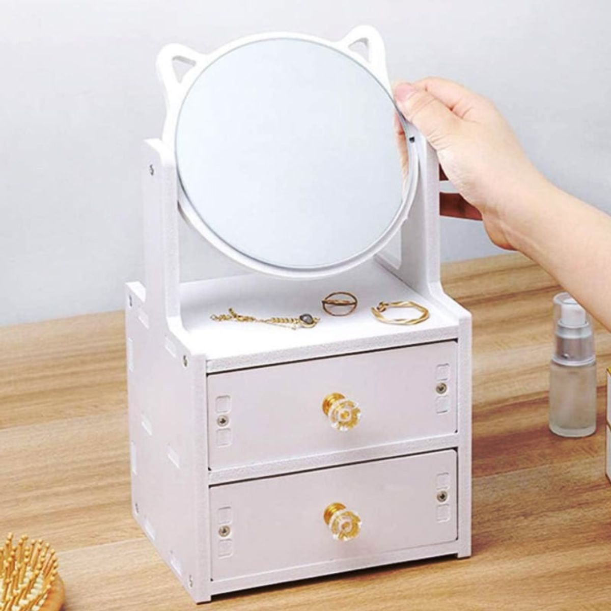 GENERICO - Mini Vanity Organizador de Joyas con Espejo Joyero Vintage