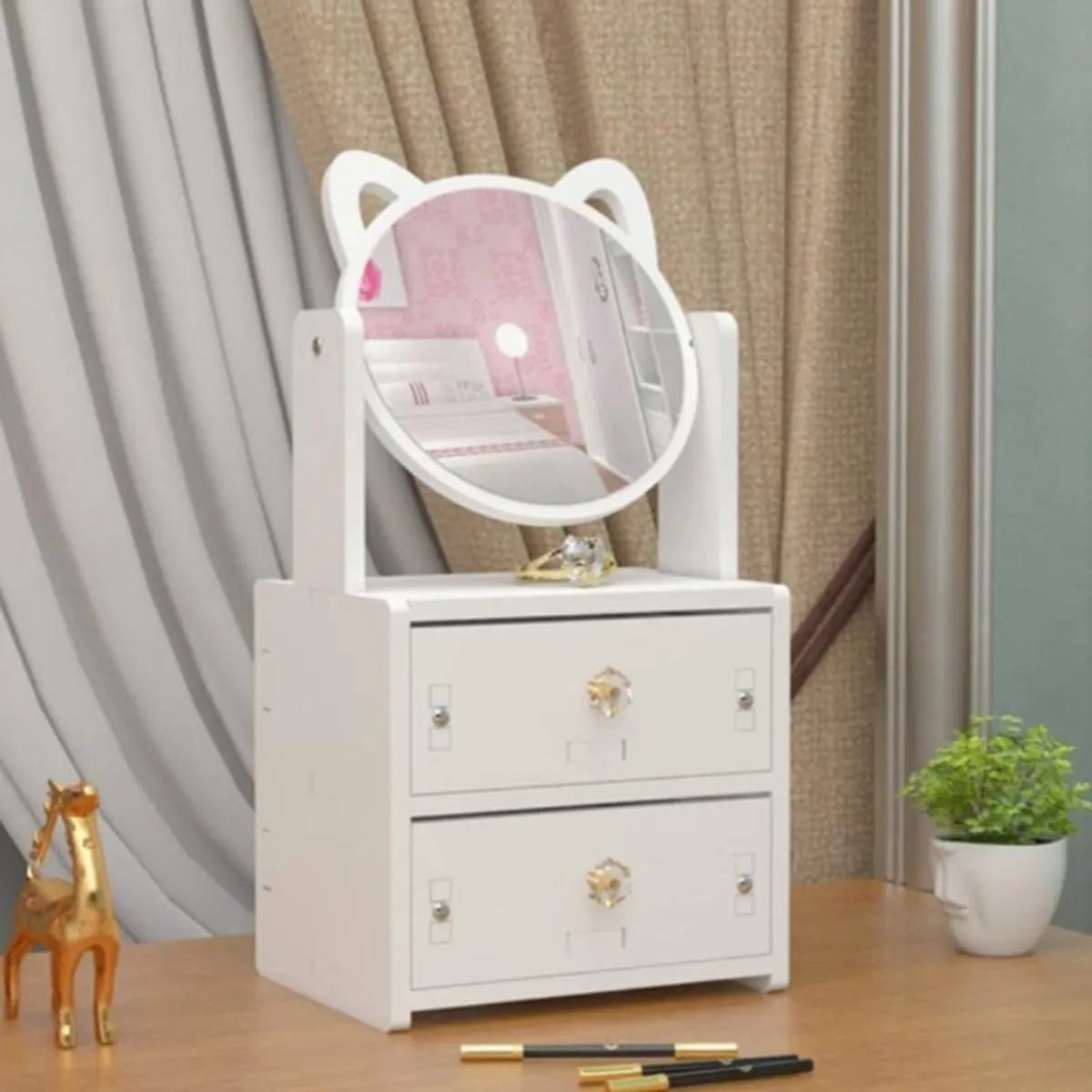 GENERICO - Mini Vanity Organizador de Joyas con Espejo Joyero Vintage