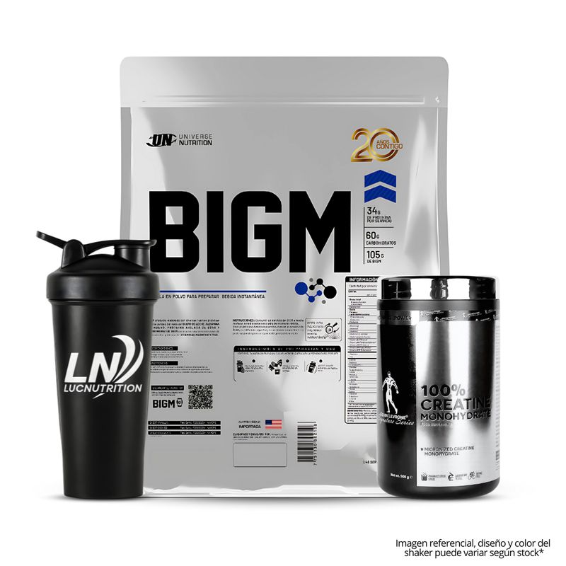 UNIVERSE NUTRITION - BIGM 5 Kg Ganador de Peso - Cookie and cream + Creatina Kevin Levrone 500 g + Shaker