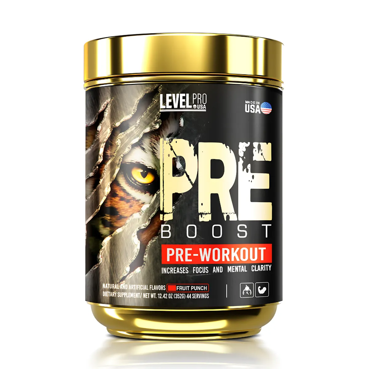 LEVEL PRO - Pre Boost Pre Workout 44 servicios - Level Pro Fruit punch