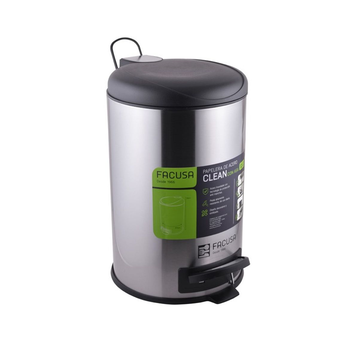 FACUSA - PAPELERA 12LT CLEAN CASA D255x39cm
