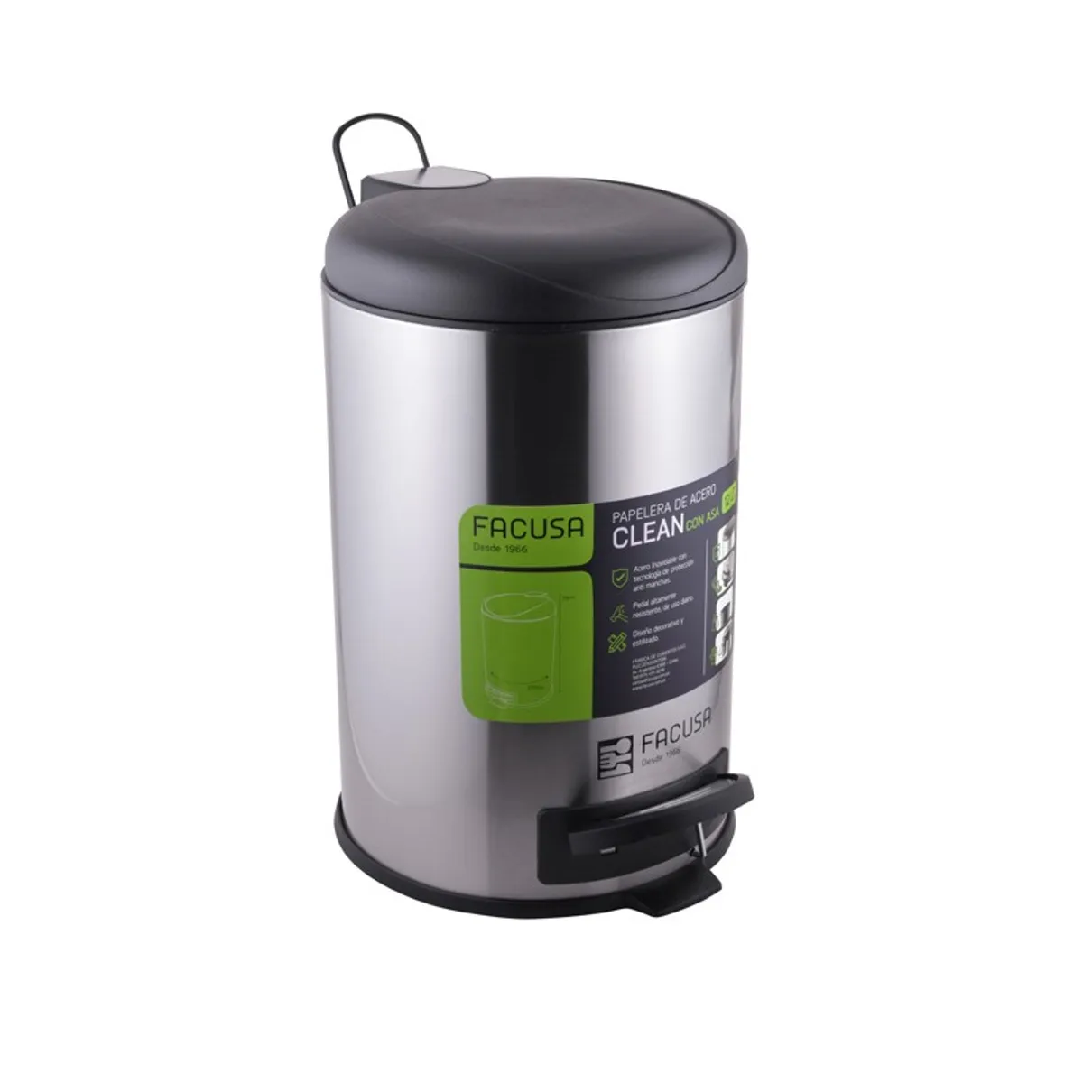 FACUSA - PAPELERA 12LT CLEAN CASA D255x39cm