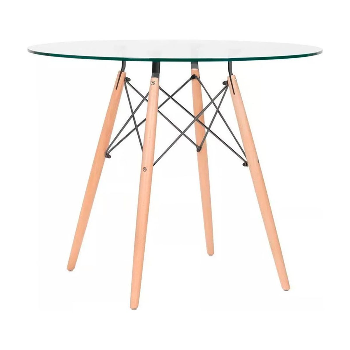 OFIDEAS - Juego De Comedor Eames 4 Personas Mesa Vidrio Y Silla Gris Ofideas