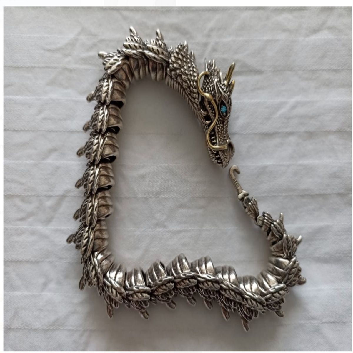 GENERICO - Pulsera de dragón plateada vikinga para hombre