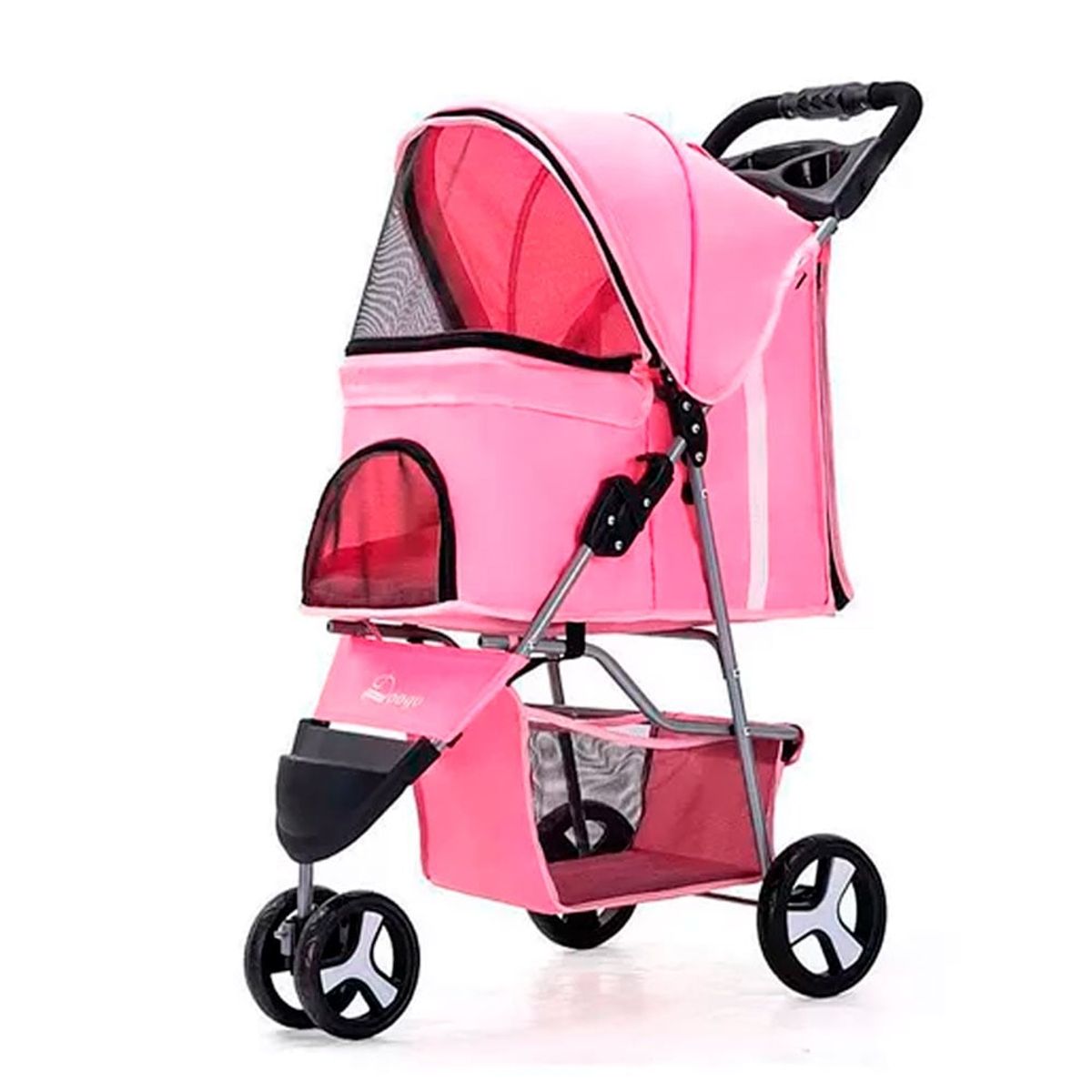 QUE PATAS PET SHOP - Coche 3 Ruedas Rosado + Sofá Copiloto Gris Claro