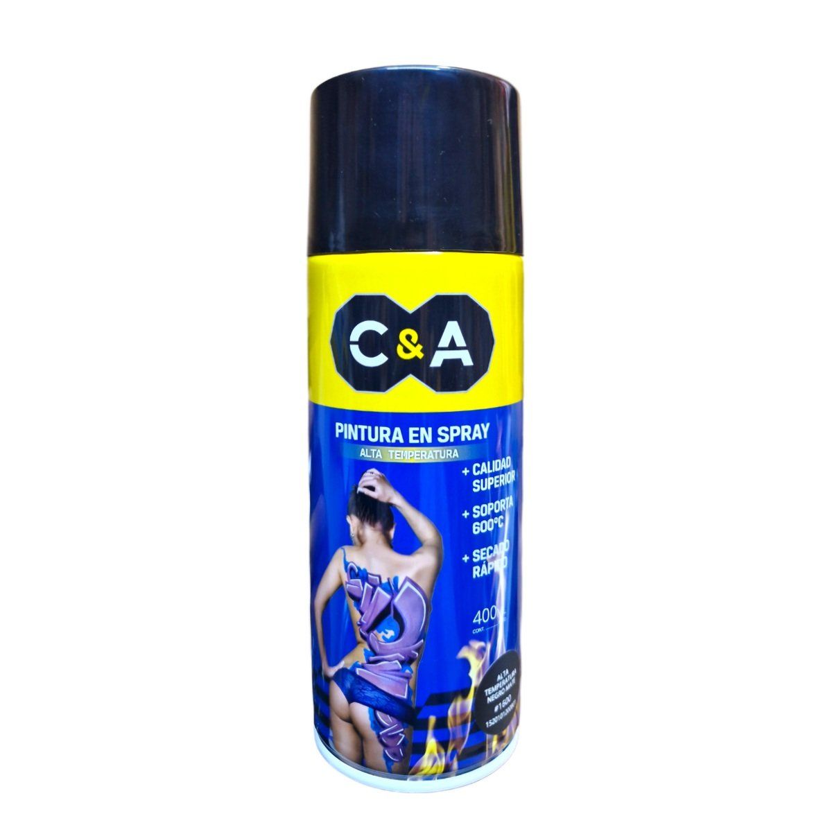 C&A - Pintura Spray Alta Temperatura Negro Mate 400ML
