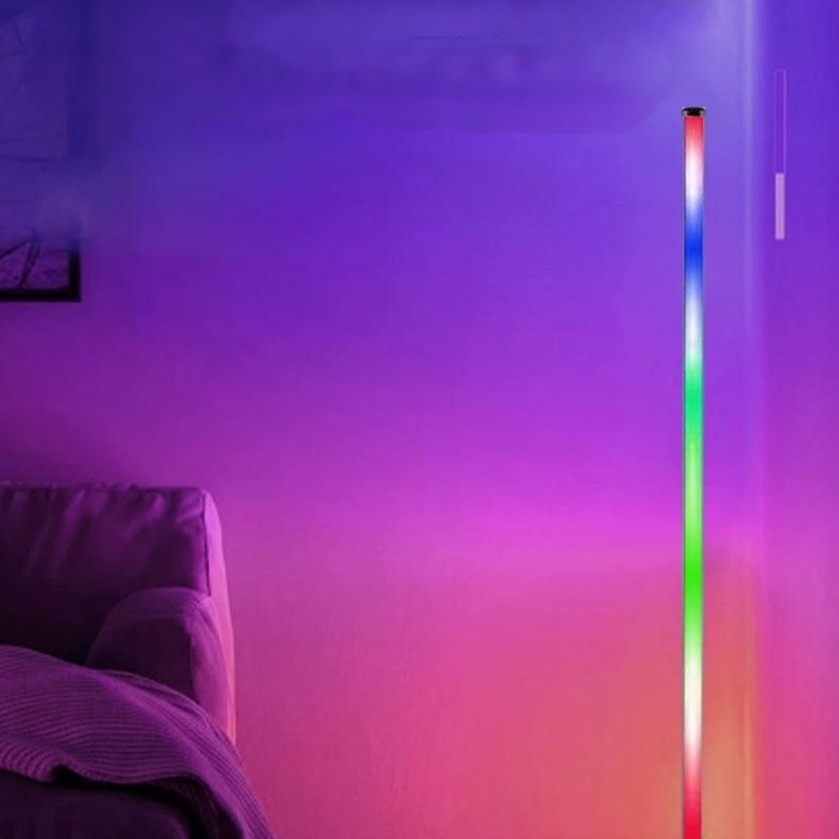 GENERICO - Lampara De Pie Led Inteligente Usb Control Colores Sonido Luz