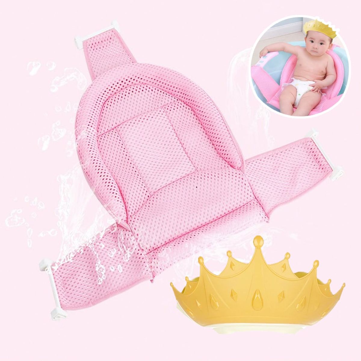 GENERICO - Pack malla y gorro de baño coronita amarillo para bebe