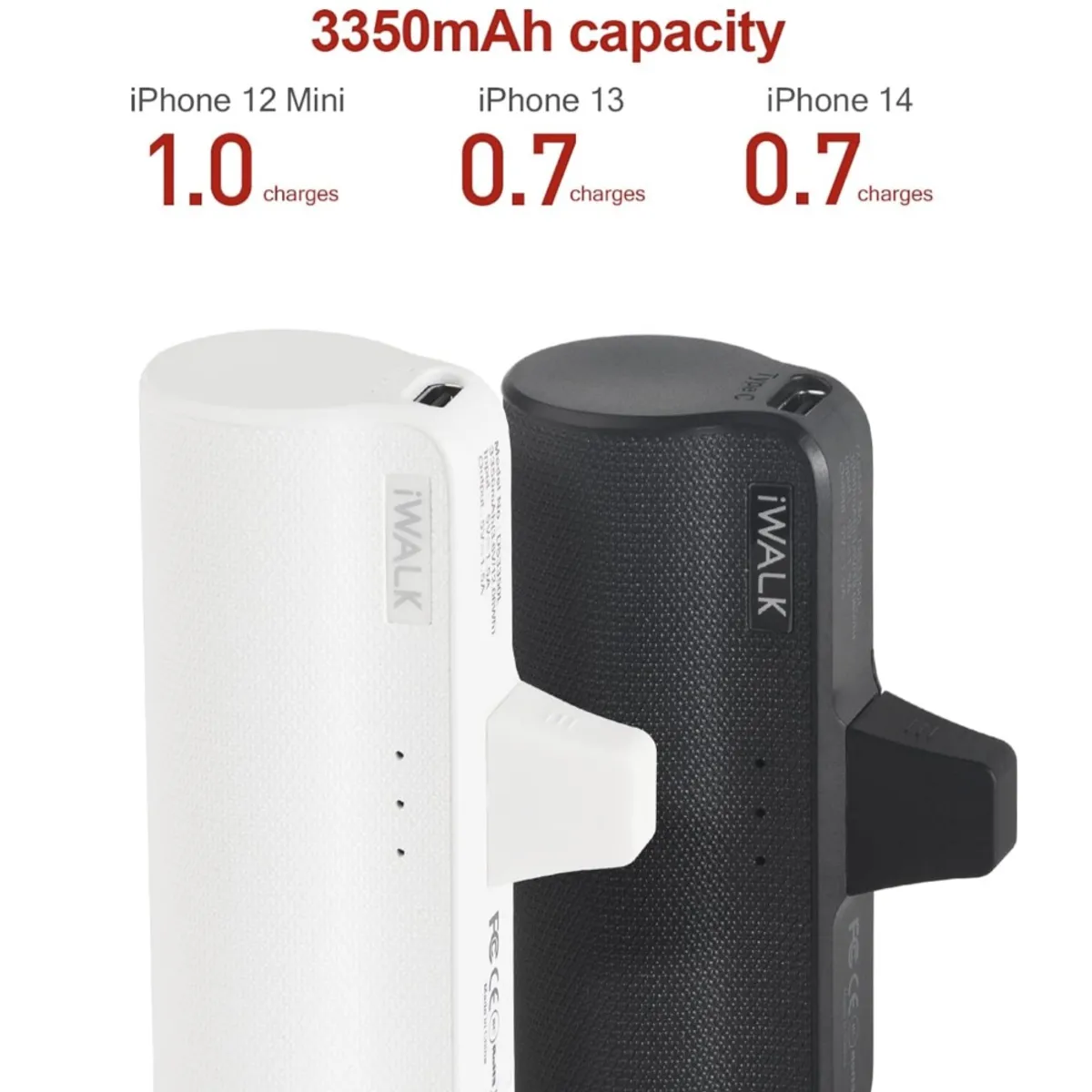 GENERICO - iWALK Batería portátil pequeña 3350 mAh pack x2