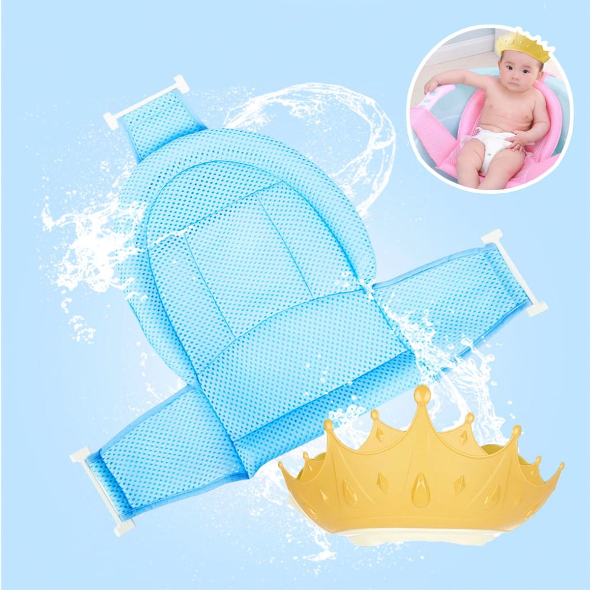 GENERICO - Pack malla c y gorro de baño coronita amarillo para bebe