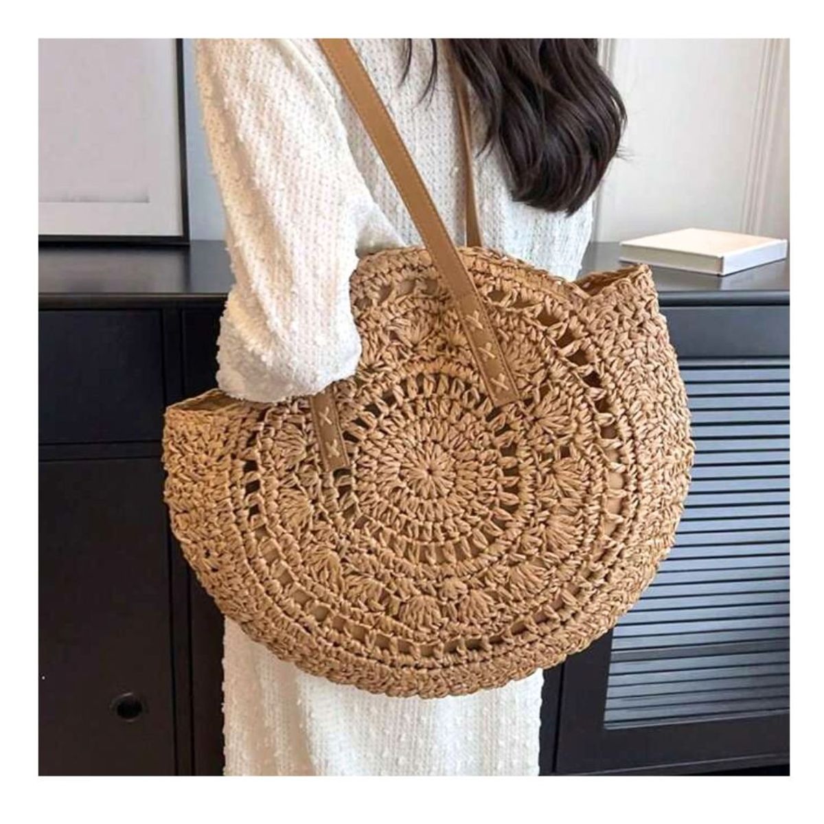 GENERICO - Bolso De Playa De Paja Para Mujer Bolsa De Rafia Tejida