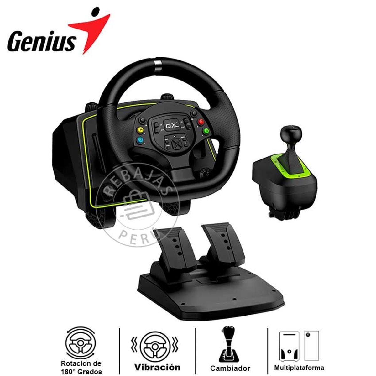 GENIUS GX - Volante Genius SpeedMaster X2 con 1080° de rotación pedales ajustables