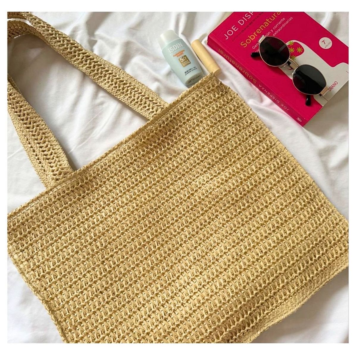 GENERICO - Bolso Cartera Shopper De Paja Playeras