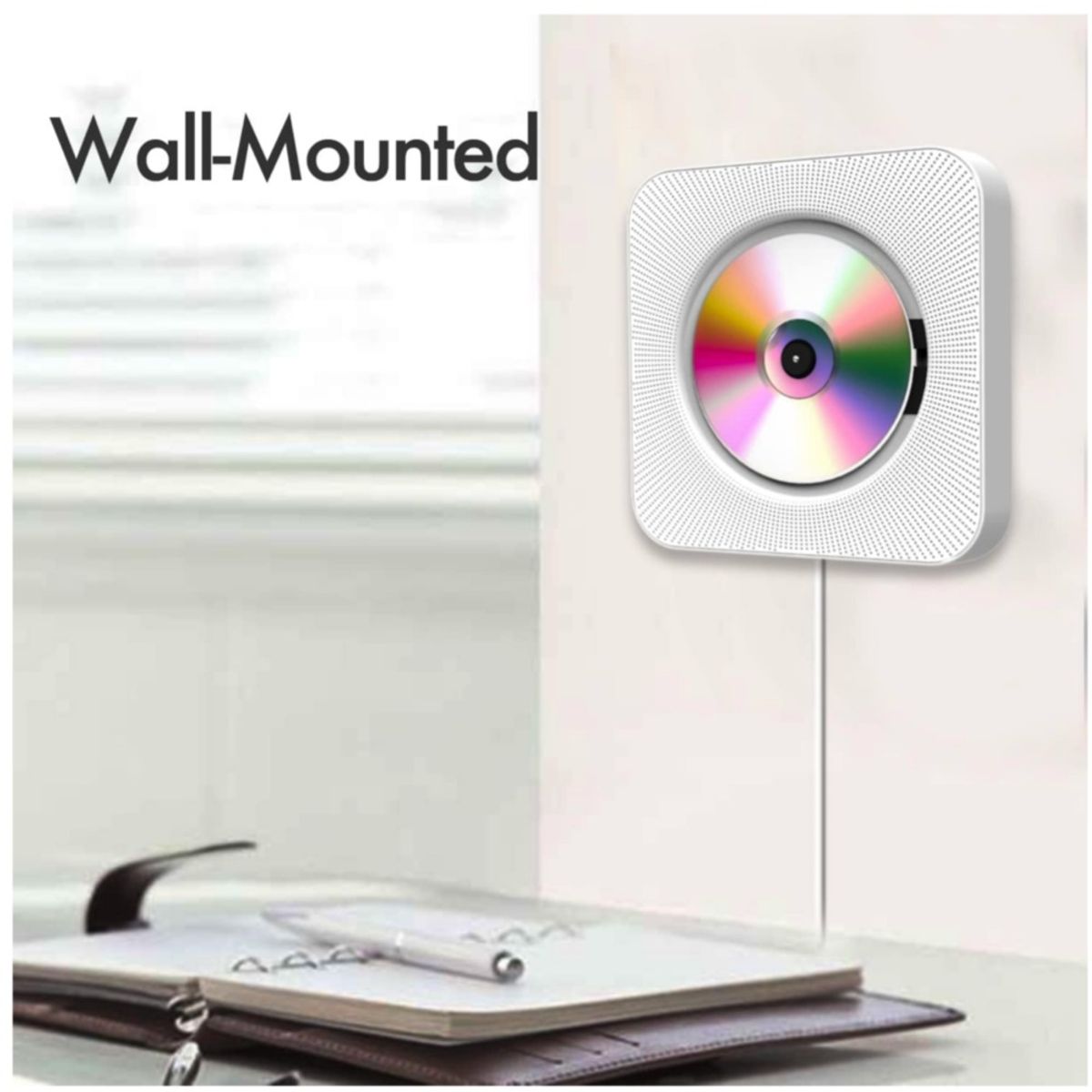 GENERICO - Reproductor de CD portátil o para montaje en pared con control remoto