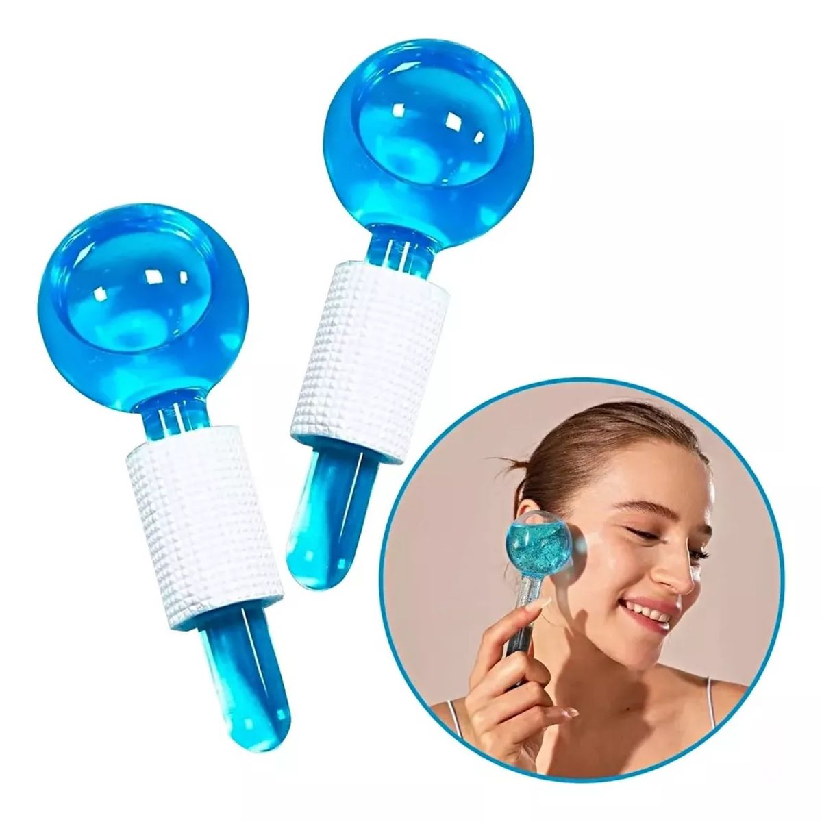GENERICO - Rodillo Masajeador Facial Esferas Frias Vidrio Ice Globes