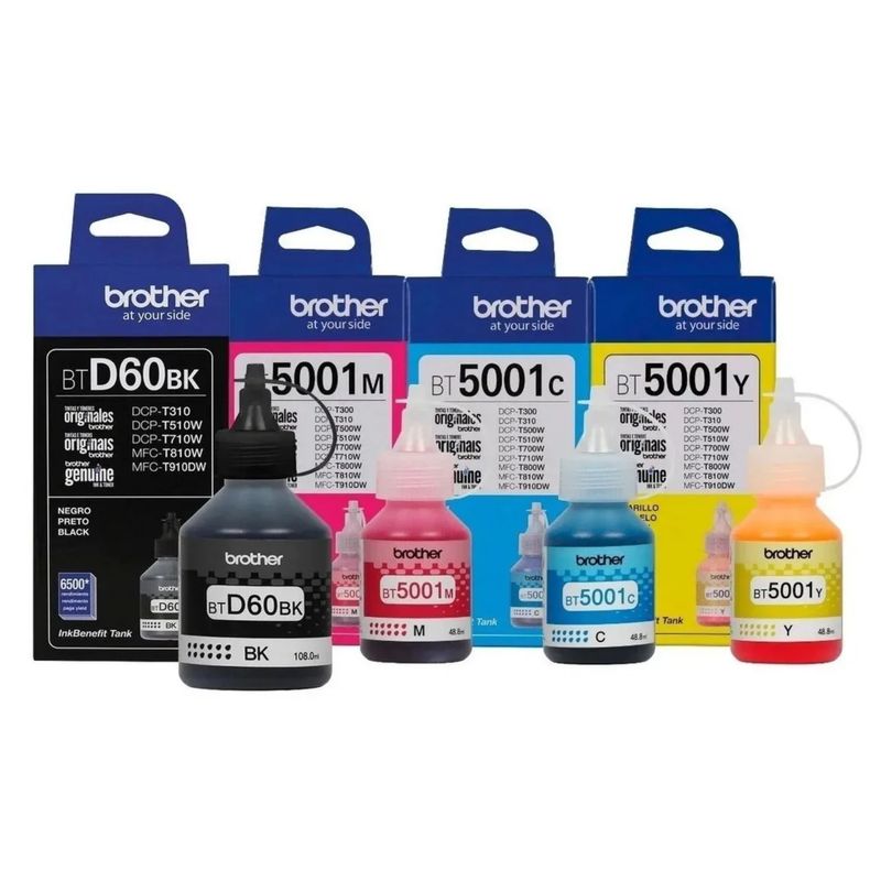 BROTHER - KIT de 4 Tintas Brother Btd60bk / Bt5001c / Bt5001m / Bt5001y