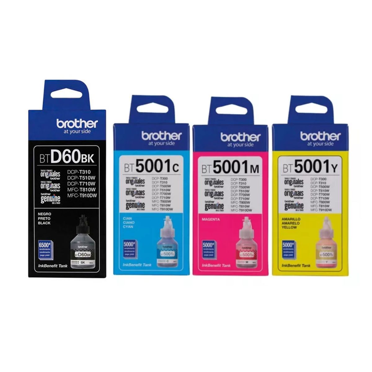 BROTHER - KIT de 4 Tintas Brother Btd60bk / Bt5001c / Bt5001m / Bt5001y