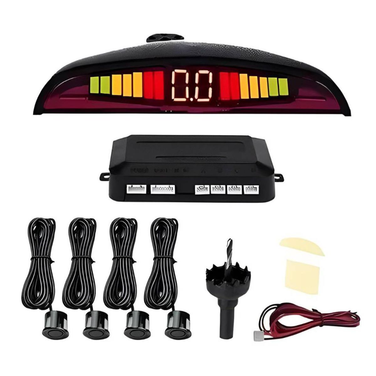 SEISA - Sensor De Retroceso Reversa Auto Parqueo 4 Puntos Negro