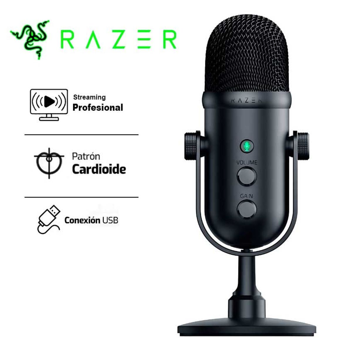 RAZER - Micrófono Razer Seiren V2 Pro USB Cardioide para Streaming Profesional