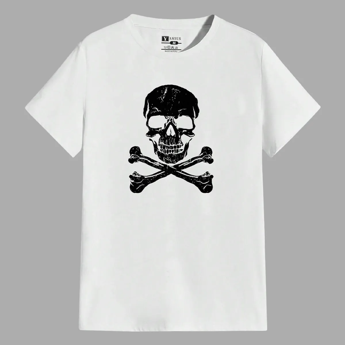 YANSUS - Polo Hombre Yansus Blanco Estampado Calabera