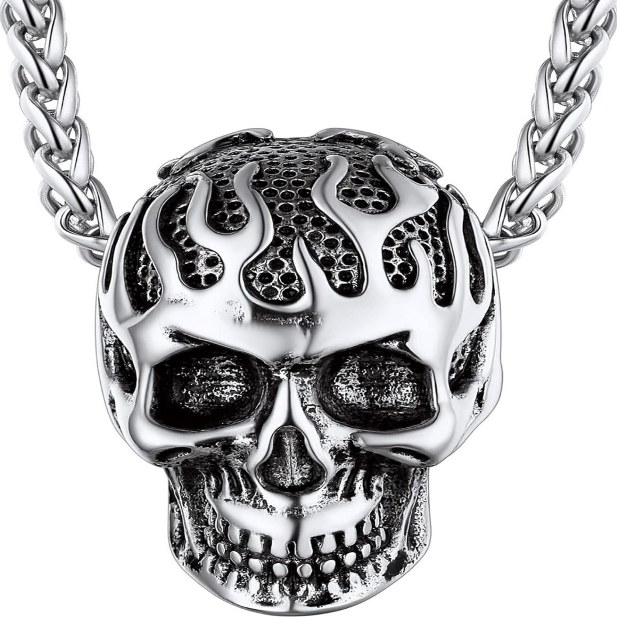 GENERICO - Collar gótico de calavera de acero inoxidable