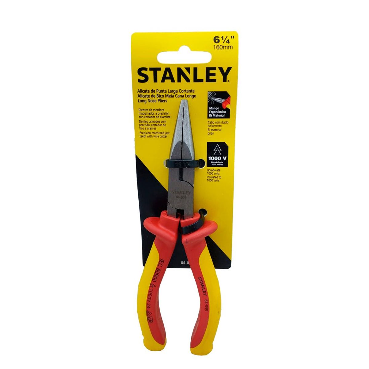 STANLEY - Alicate de Punta Larga 6-14 Aislado 1000V 160mm STANLEY Mango Erg