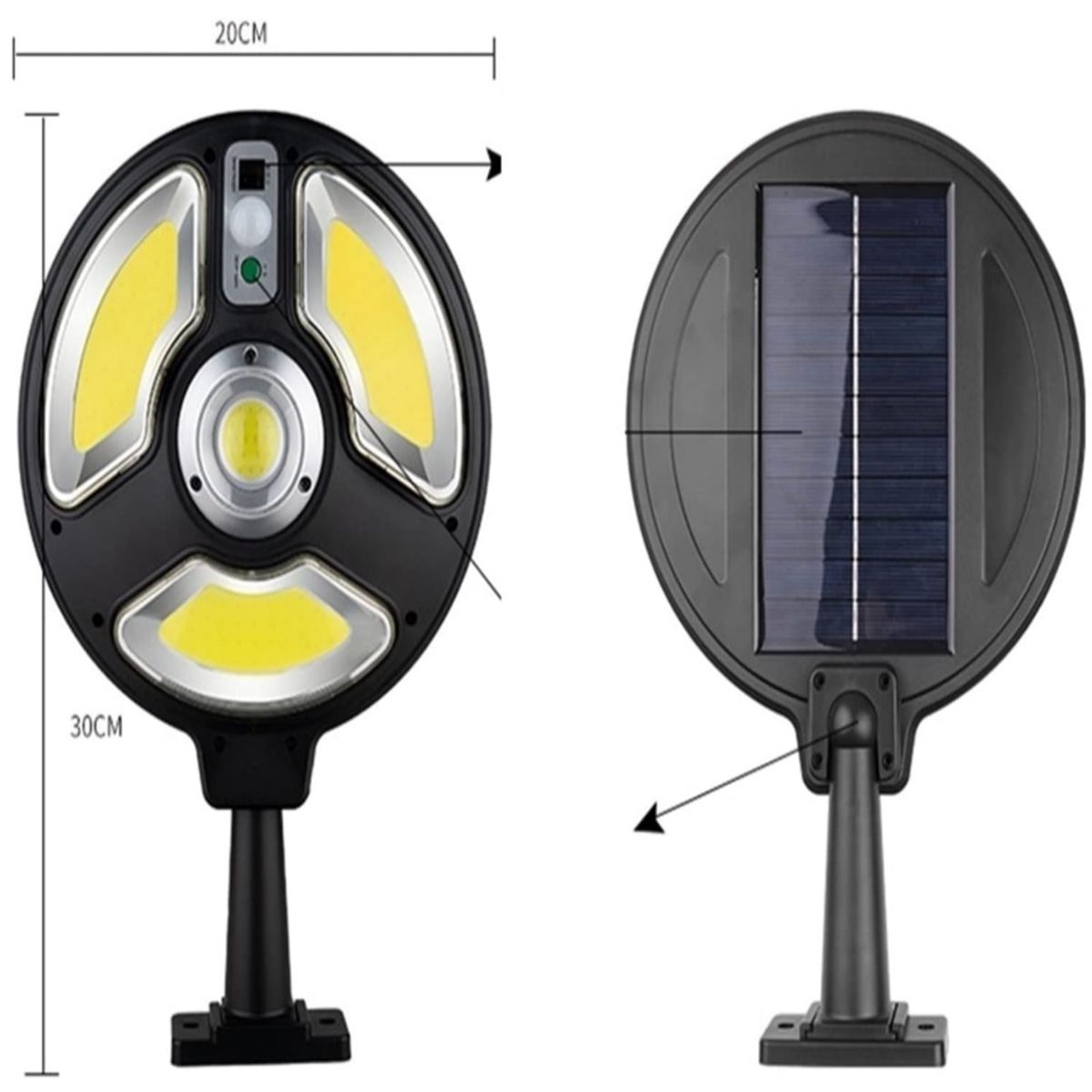 GENERICO - 3P Pathway Light  farola solar circular con sensor de movimiento
