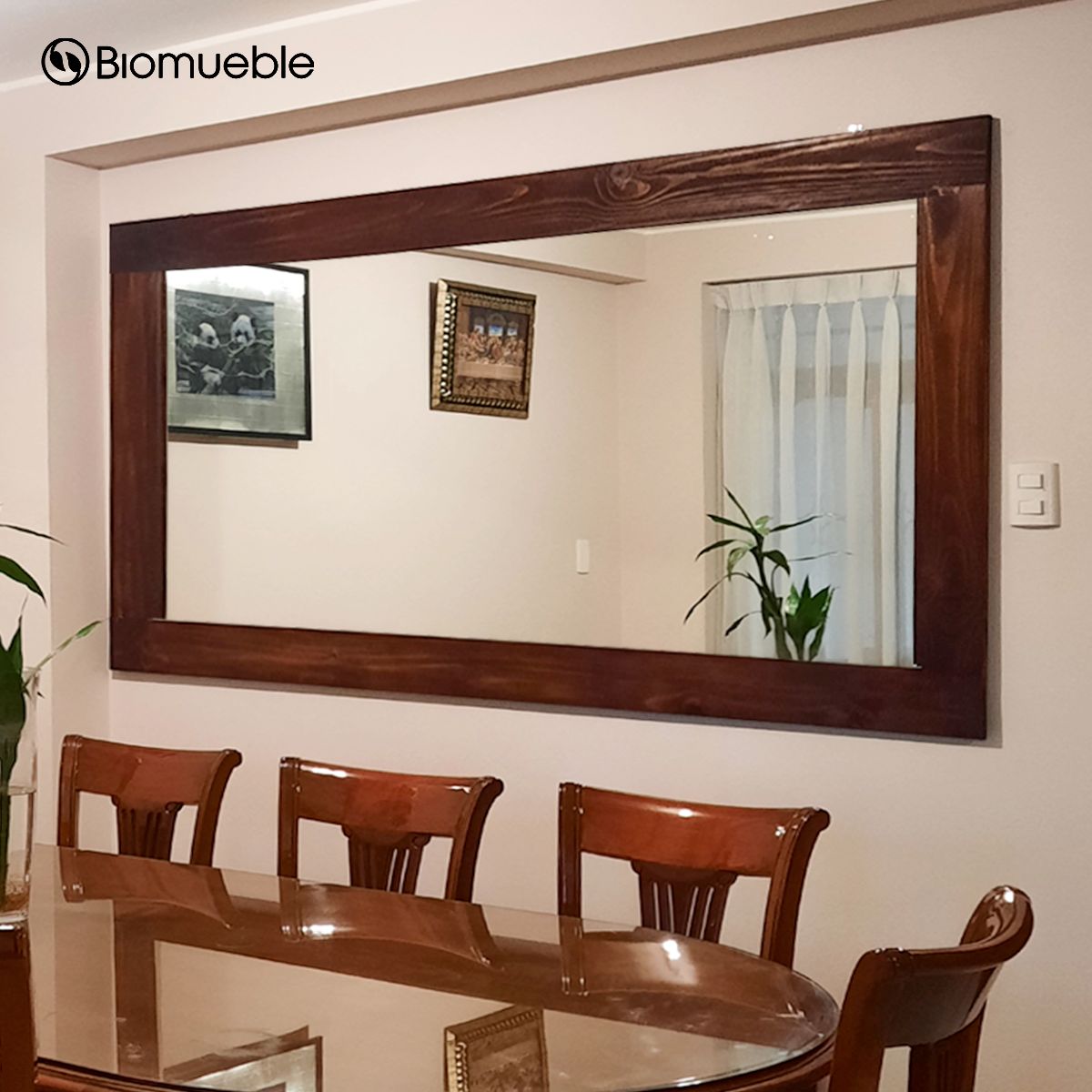 GENERICO - Espejo Comedor Ébano de Madera Reciclada Palets Rústico color Añejo