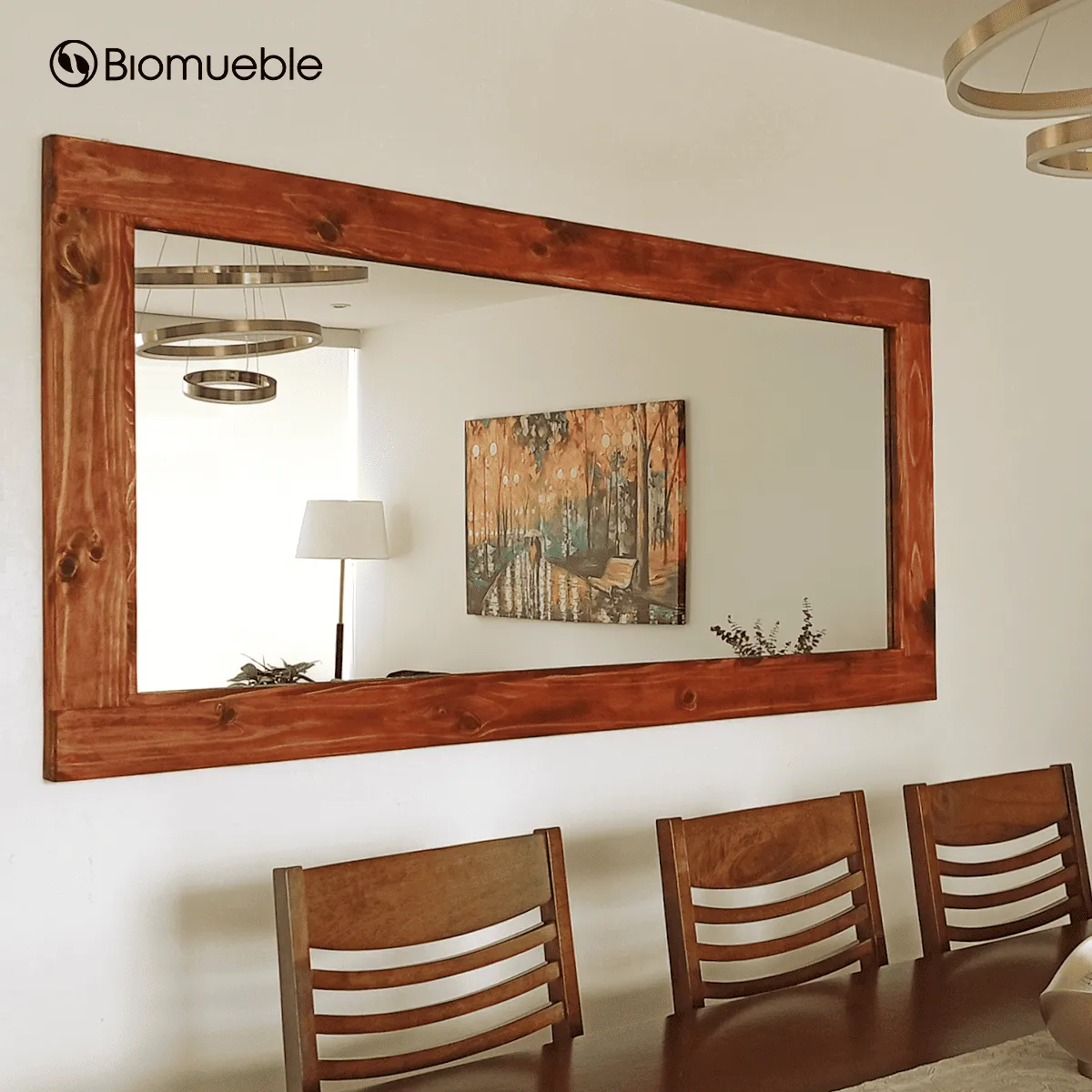 GENERICO - Espejo Comedor Ébano de Madera Reciclada Palets Rústico color Cedro