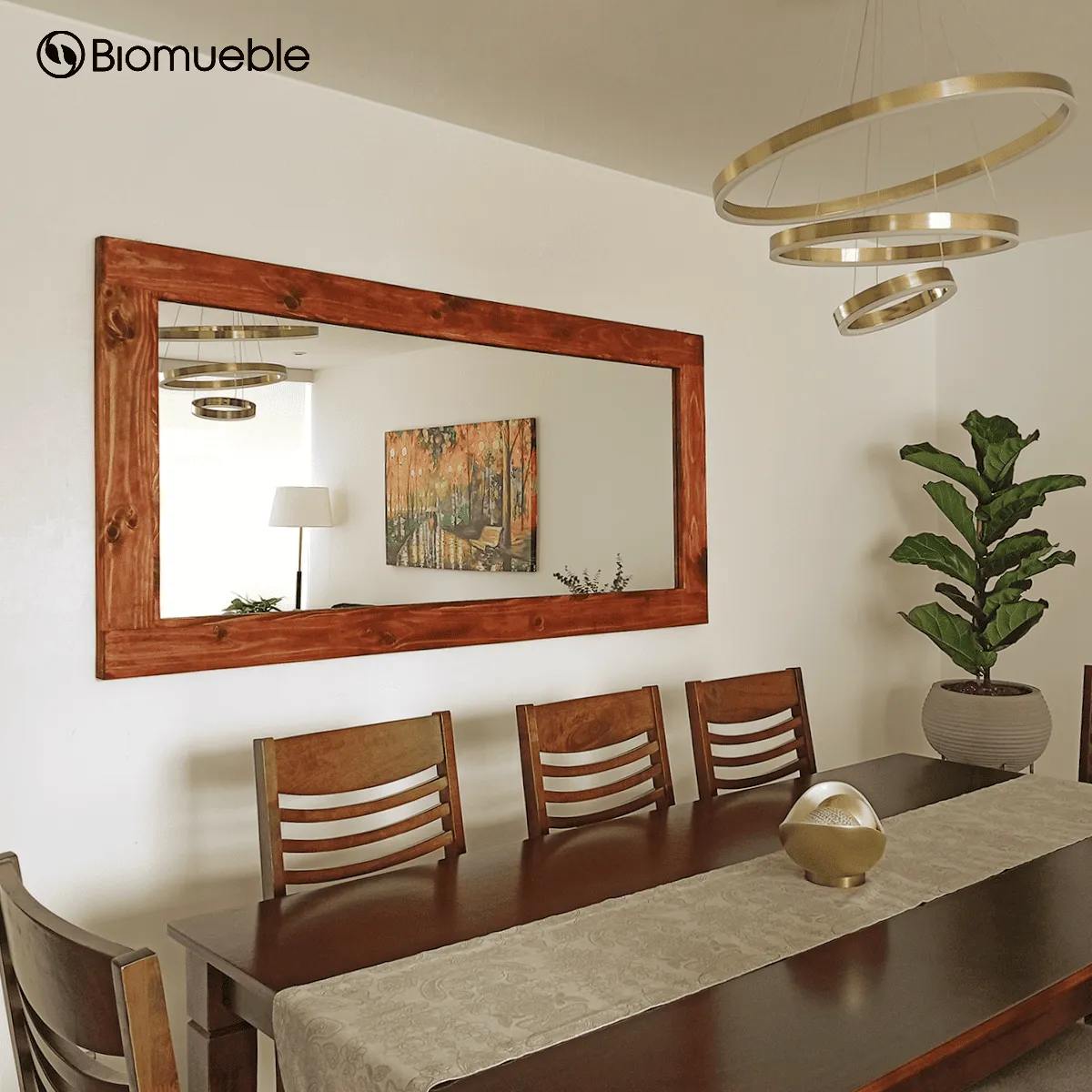 GENERICO - Espejo Comedor Ébano de Madera Reciclada Palets Rústico color Cedro