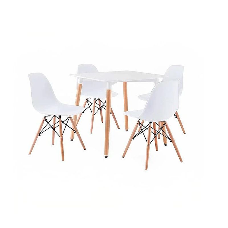 OFIDEAS - Juego De Comedor Cuadrada 80x80 Cm 4 Personas Mdf Silla Blanco Ofideas